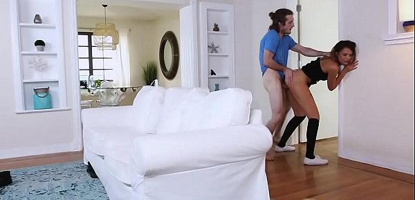  Cleaning stepbros cock after ramming her from behind!